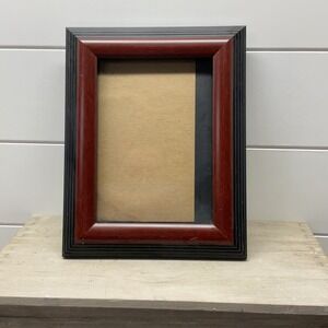 Old Town Cherry Wood and Black Ribbed 5x7 Picture Frame Tabletop Wall Mount